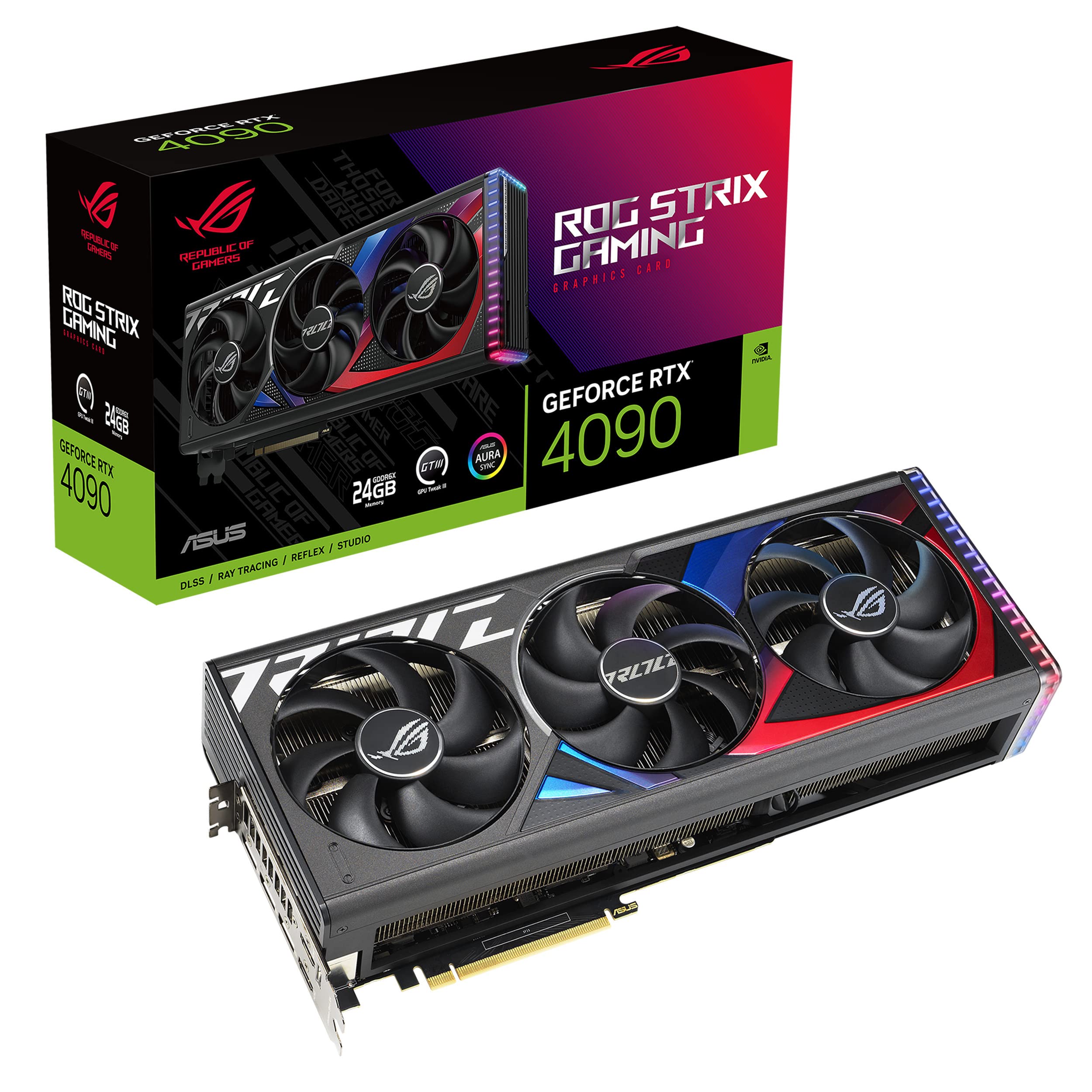 خرید از آمازون - کارت گرافیک بازی ASUS ROG Strix GeForce RTX 4090 24 گیگابایتی OC Edition (DLSS 3، PCIe 4.0، 24 گیگابایت GDDR6X، HDMI 2.1a، DisplayPort 1.4a، ROG-STRIX-RTX4090-O24GStr4G0ix)