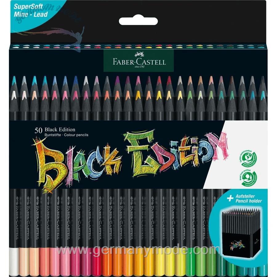 مداد رنگی 50 رنگ فابرکاستل آلمان FABER CASTELL Black Edition Buntstifte 50er Kartonetui