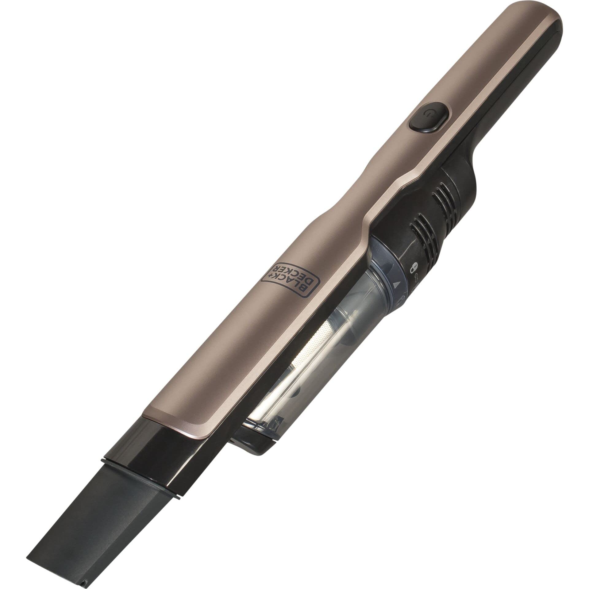 جارو شارژی بلک اند دکر آمریکا BLACK+DECKER Dustbuster Slim DVC320BRG (جارو برقی دستی 12 ولتی با طراحی فوق العاده باریک، بی سیم، موتور دیجیتال مدرن، 2 سطح مکش شامل ایستگاه شارژ، نازل شکافی و برس اثاثه یا لوازم داخلی)، رزگلد