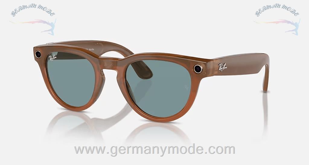 عینک زنانه هوشمند متا ریبن ایتالیا RAY-BAN | META HEADLINER RAHMEN Glänzend Karamell GLÄSER Blau