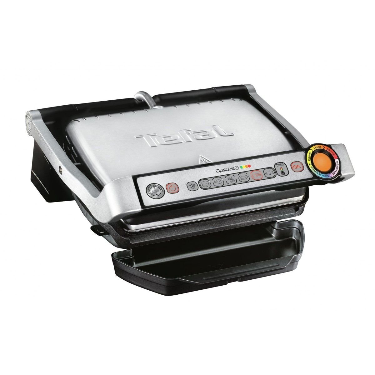 خرید از آمازون - Tefal OptiGrill+ GC712D | شبکه تماس هوشمند | 6 برنامه گریل | دما + چرخه پخت را با غذای کبابی تطبیق می دهد | صفحات پوششی نچسب، 30 سانتی متر در 20 سانتی متر، مشکی/استیل ضد زنگ