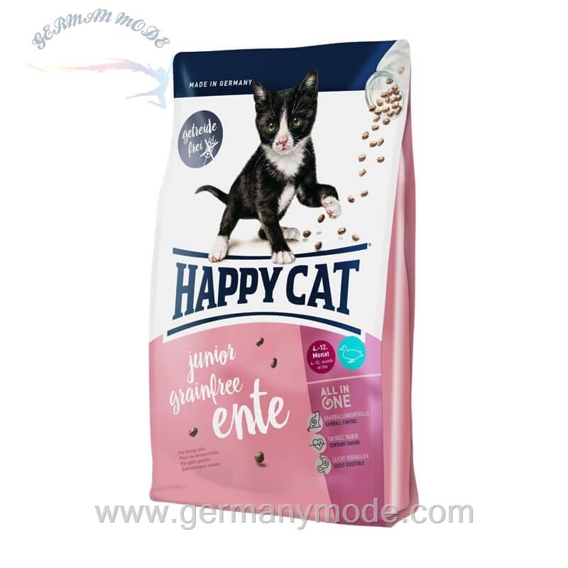 غذا خشک گربه با طعم اردک هپی کت آلمان Happy Cat Supreme Junior Grainfree Ente 1-4kg