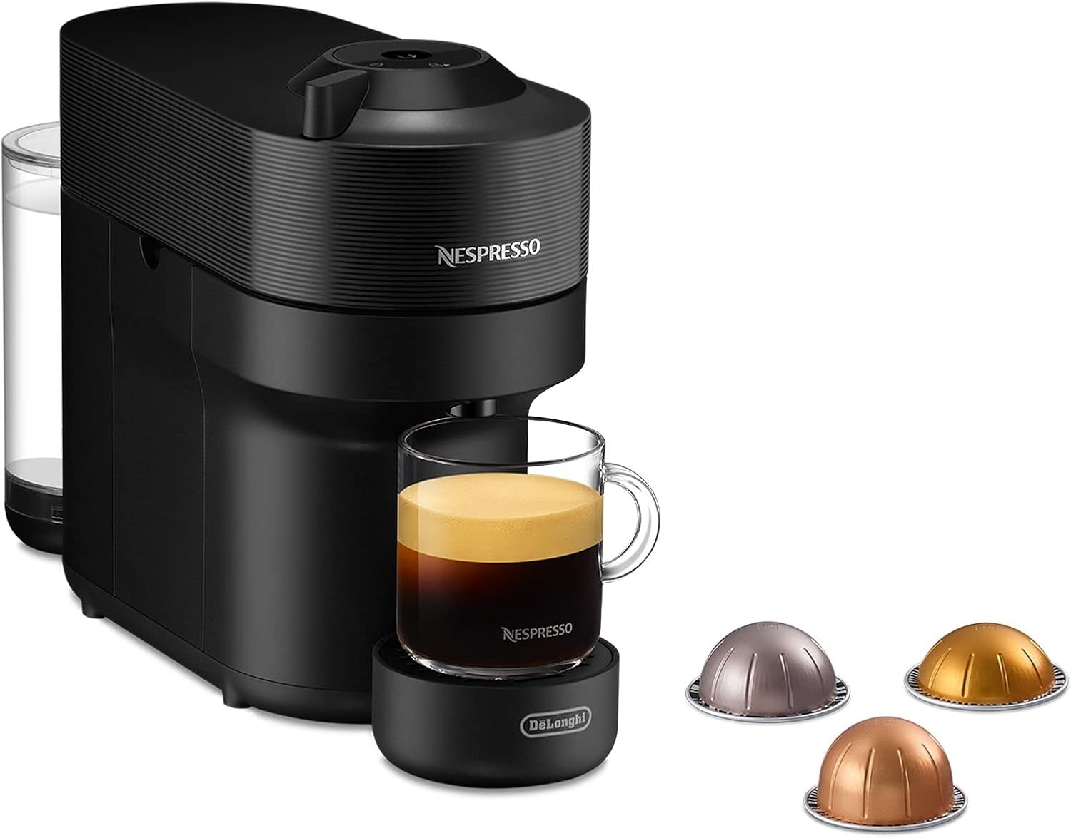 نسپرسو ساز دلونگی ایتالیا Nespresso DeLonghi ENV90.B Vertuo Pop، دستگاه کپسول قهوه، 1350W، دستگاه کپسول قهوه Liquorice Black Liquorice Black