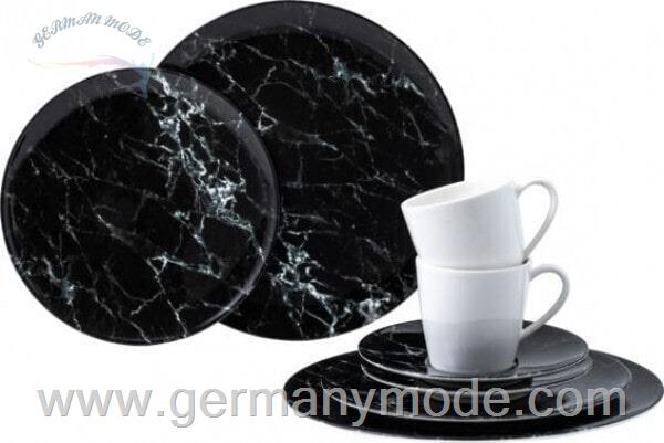 سرویس غذاخوری چینی 8 پارچه 2 نفره ویلروی و بوخ آلمان Villeroy/ Boch Marmory Kombi Set Black (8-tlg.)