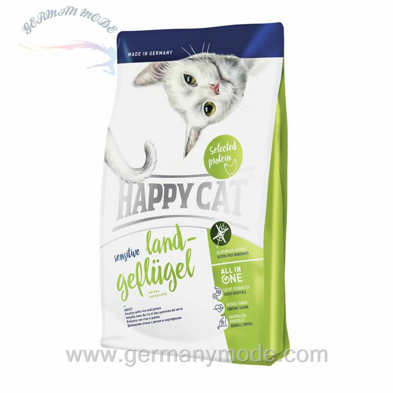 غذا خشک گربه با سیب زمینی هپی کت آلمان Happy Cat Sensitive Land-Geflügel 1-4kg