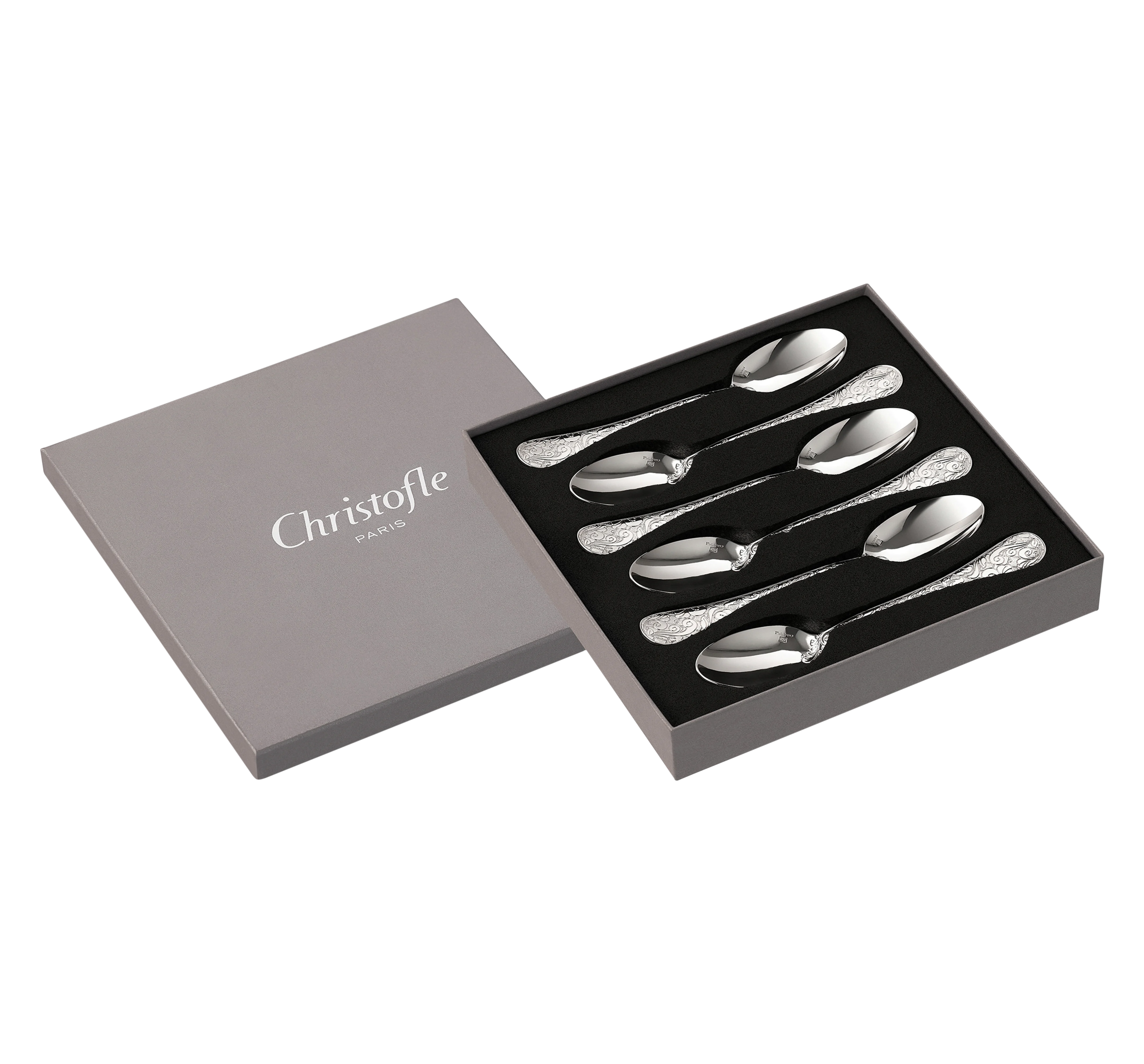 سرویس قاشق قهوه خوری 6 تکه با روکش نقره کریستوفل فرانسه CHRISTOFLE 6-Piece Silver Plated Coffee Spoon Set