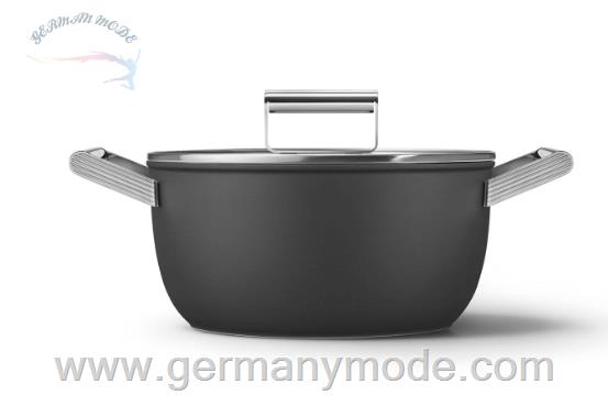 قابلمه اسمگ ایتالیا Smeg CKFC2411 Schmortopf 24 cm inkl. Glasdeckel im 50er Jahre Design CKFC2411BLM