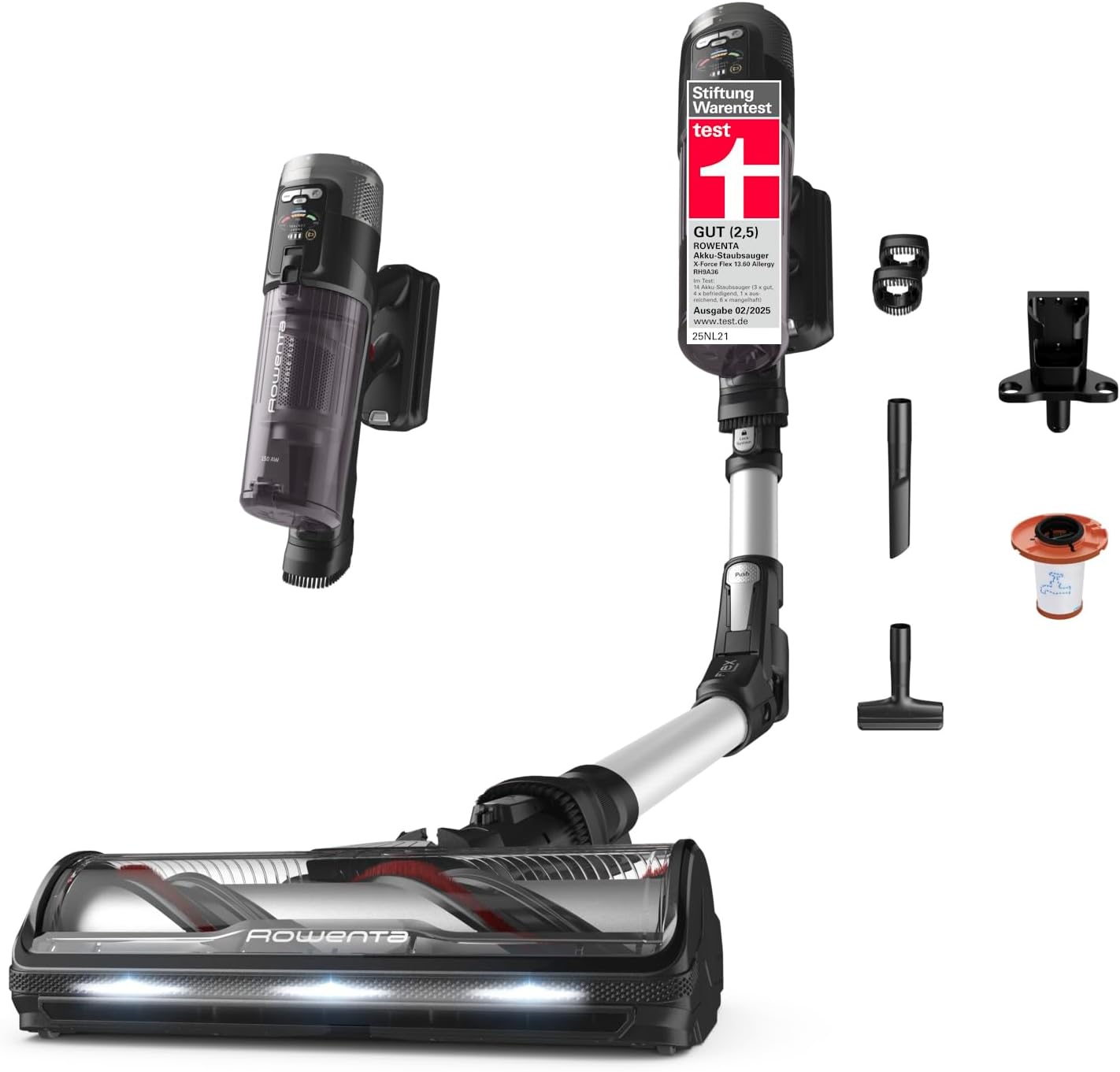 جارو شارژی روونتا آلمان Rowenta X-Force Flex 13.60، RH9A36WV ضد حساسیت، قدرت تمیزکنندگی عمیق، مفصل انعطاف‌پذیر،۶۰ دقیقه کارکرد، ساخت فرانسه