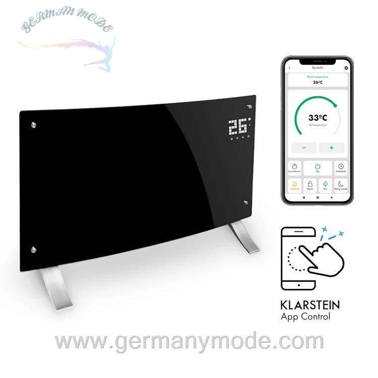 بخاری برقی همرفتی هوشمند کلارشتاین آلمان Klarstein Bornholm Curved Smart Konvektionsheizgerät Schwarz 2000 watt
