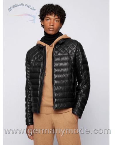 کاپشن مردانه هوگو باس آلمان BOSS SLIM-FIT BIKERJACKE AUS GEWACHSTEM LEDER MIT ABSTEPPUNGEN