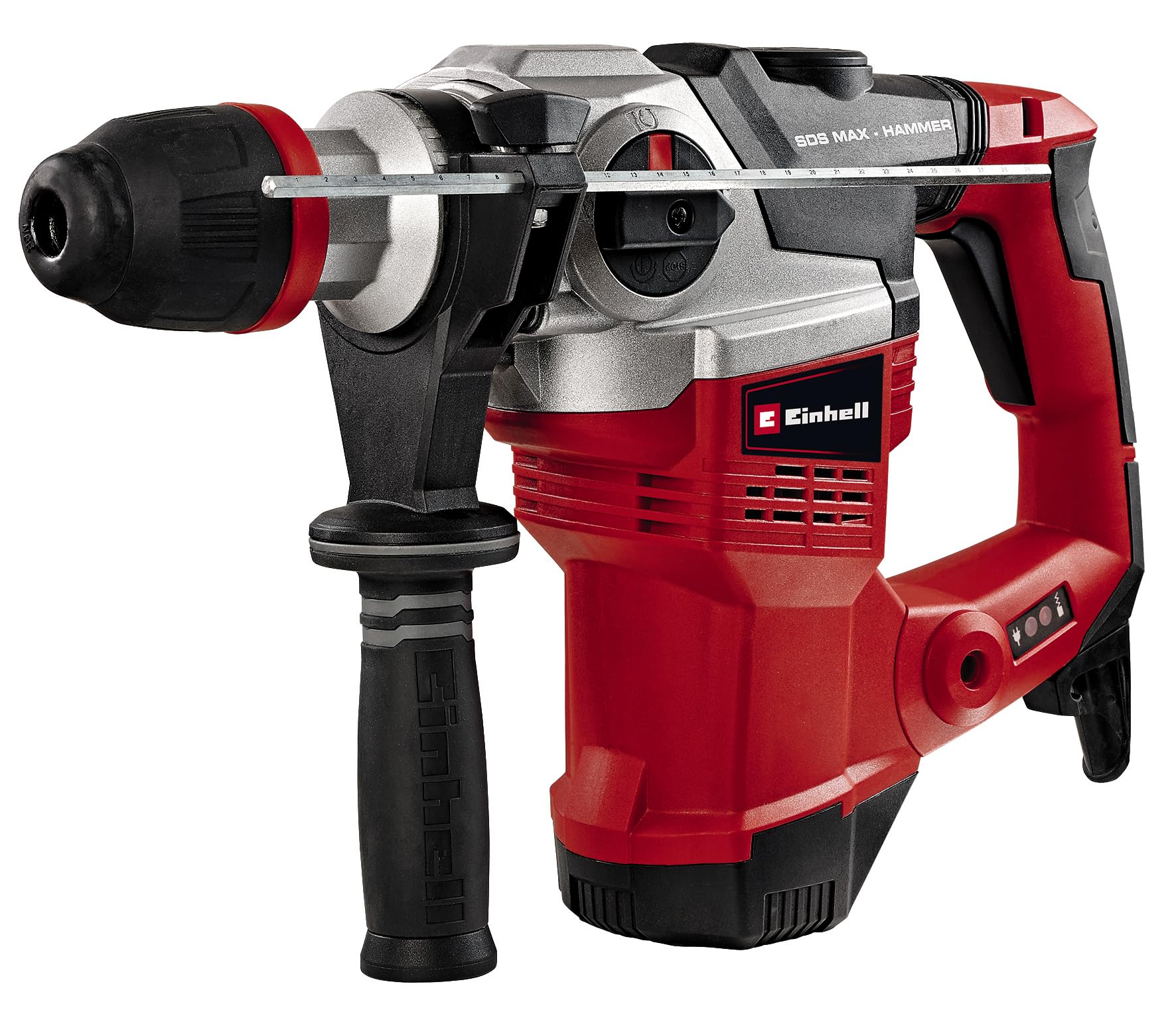 خرید از آمازون - دریل چکشی Einhell TE-RH 38 3F (1050 وات، مقاومت ضربه 9 ژول، پایه SDS-Max، توقف عمق حفاری ساخته شده از فلز، ظرفیت حفاری 38 میلی متر در بتن)