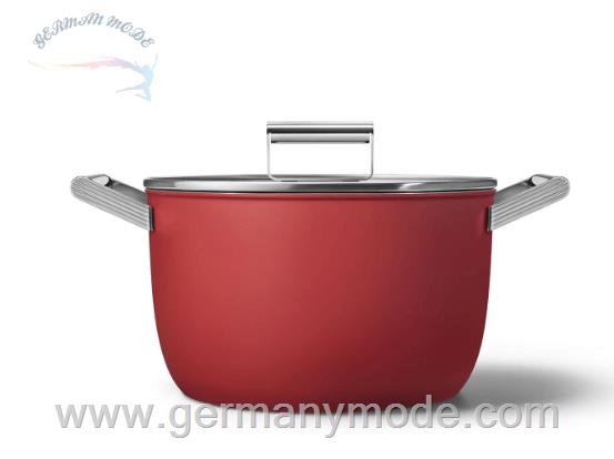 قابلمه اسمگ ایتالیا Smeg CKFC2611 Schmortopf 26 cm inkl. Glasdeckel im 50er Jahre Design