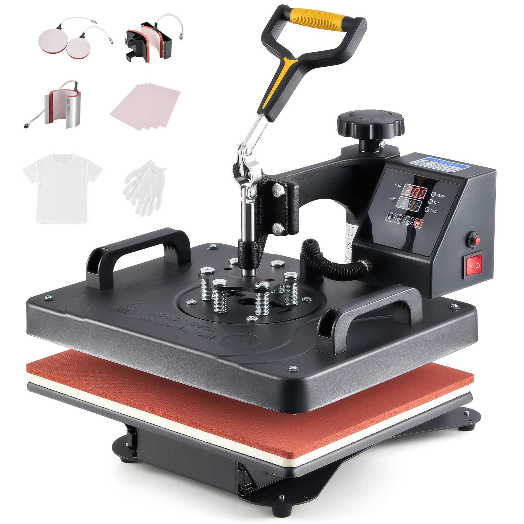 CREWORKS Heat Press Transfer Press 1250W Heat Press Hot Press 360 درجه چرخشی DIY چند منظوره پرس حرارتی تصعید (38x30cm 5 in 1)