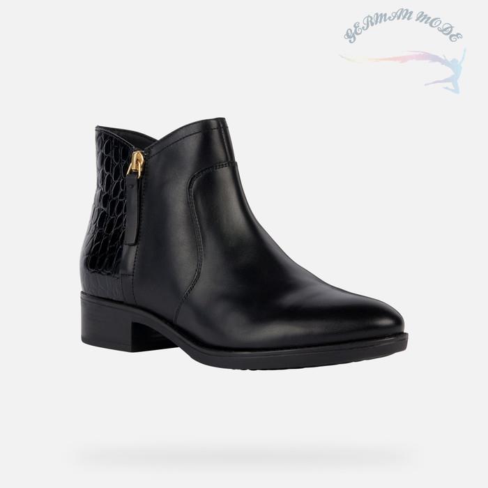 نیم بوت زنانه جی اوکس ایتالیا GEOX NIEDRIGE STIEFELETTEN Felicity Dame Schwarz