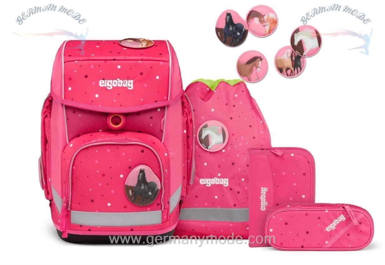 ست 5 تایی کوله پشتی مدرسه 19 لیتر کوله ورزشی جامدادی دخترانه ارگوبگ ergobag Cubo Set (2023) Urlaub auf dem ReitBärhof
