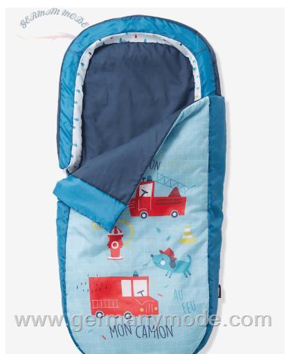 تشک بادی کودک ورت فرانسه Vertbaudet Schlafsack-Set mit integrierter Luftmatratze Tatü tata Readybed - hellblau