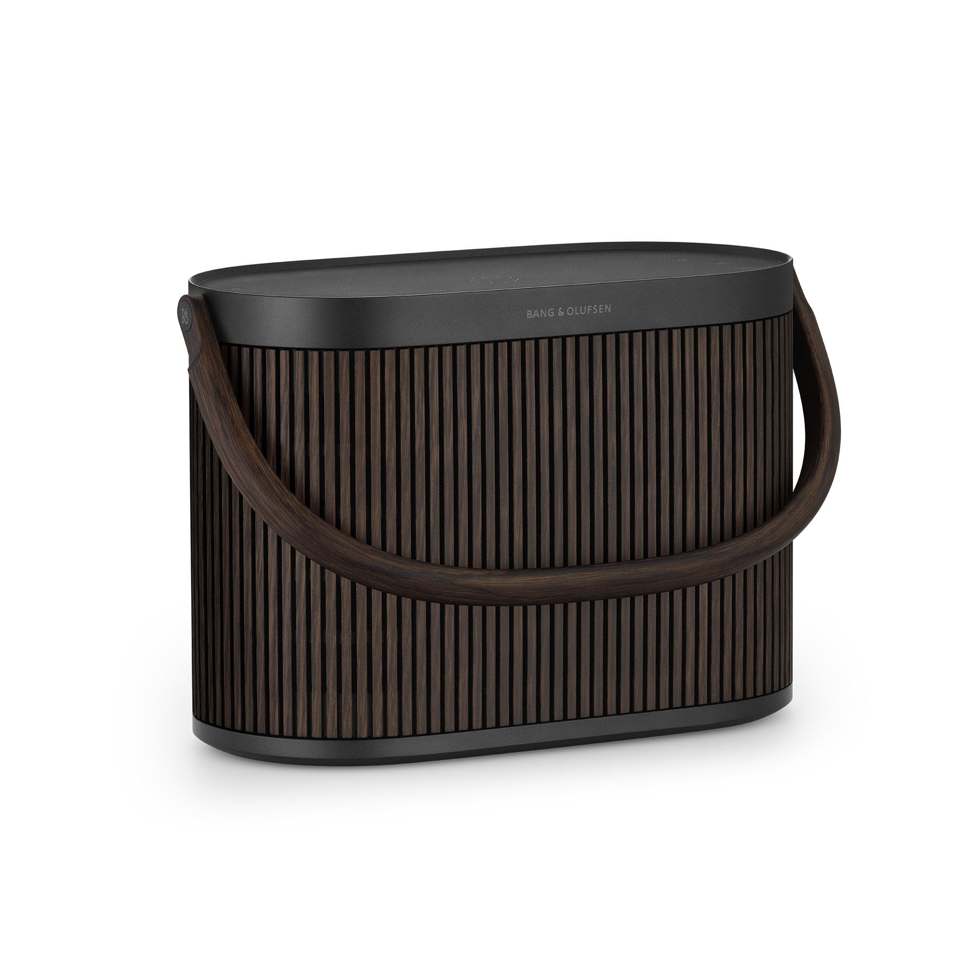 خرید از آمازون - Bang & Olufsen Beosound A5 - بلندگوی خانگی بی‌سیم بلند و بلوتوث قابل حمل 360 درجه با کابل USB-C و پد شارژ بی‌سیم Qi - Dark Oak