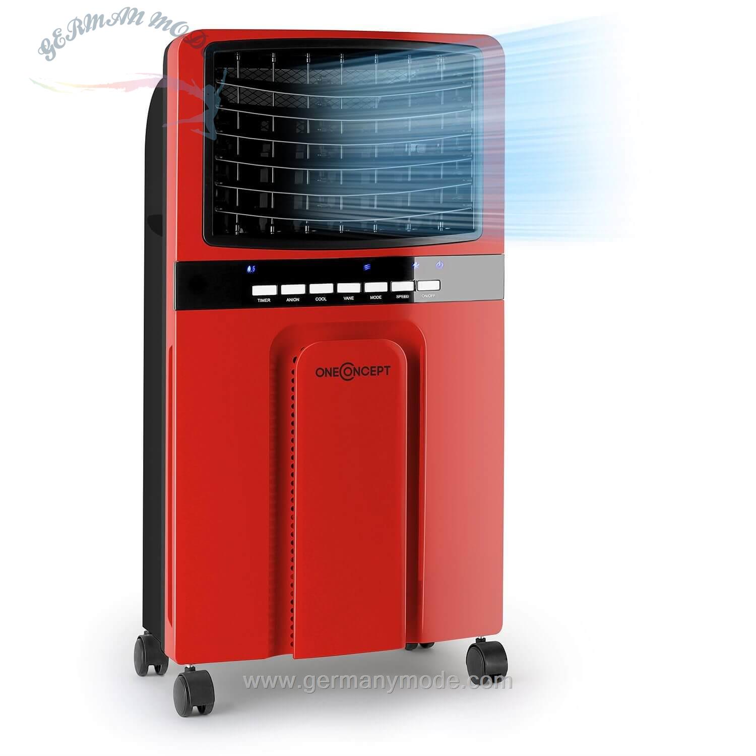 کولر آبی فن رطوبت ساز ریموت دار محفظه یخ دار وان کانسپت ONECONCEPT Ventilatorkombigerät Baltic Red 3-in-1 Luftkühle