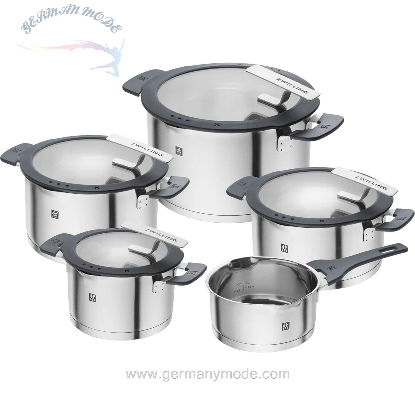 سرویس قابلمه 5 پارچه زولینگ آلمان ZWILLING Simplify Edelstahl-Kochtopfset, 5-teilig, Mit integriertem Sieb im Deckel, Induktionsgeeignet آلمان ZWILLING SIMPLIFY KOCHTOPFSET 5-TLG, EDELSTAHL