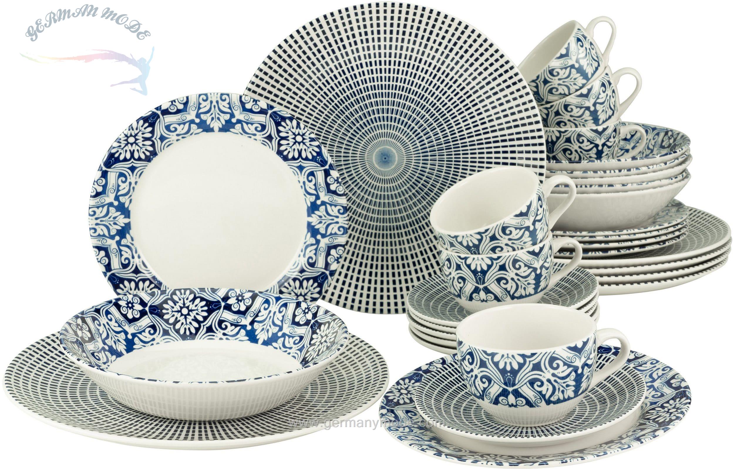 سرویس غذاخوری سفالی 30 پارچه 6 نفره کراتیبل CreaTable Kombiservice »Marrakesch 2« (30-tlg), Steingut, orientalisches Dekor