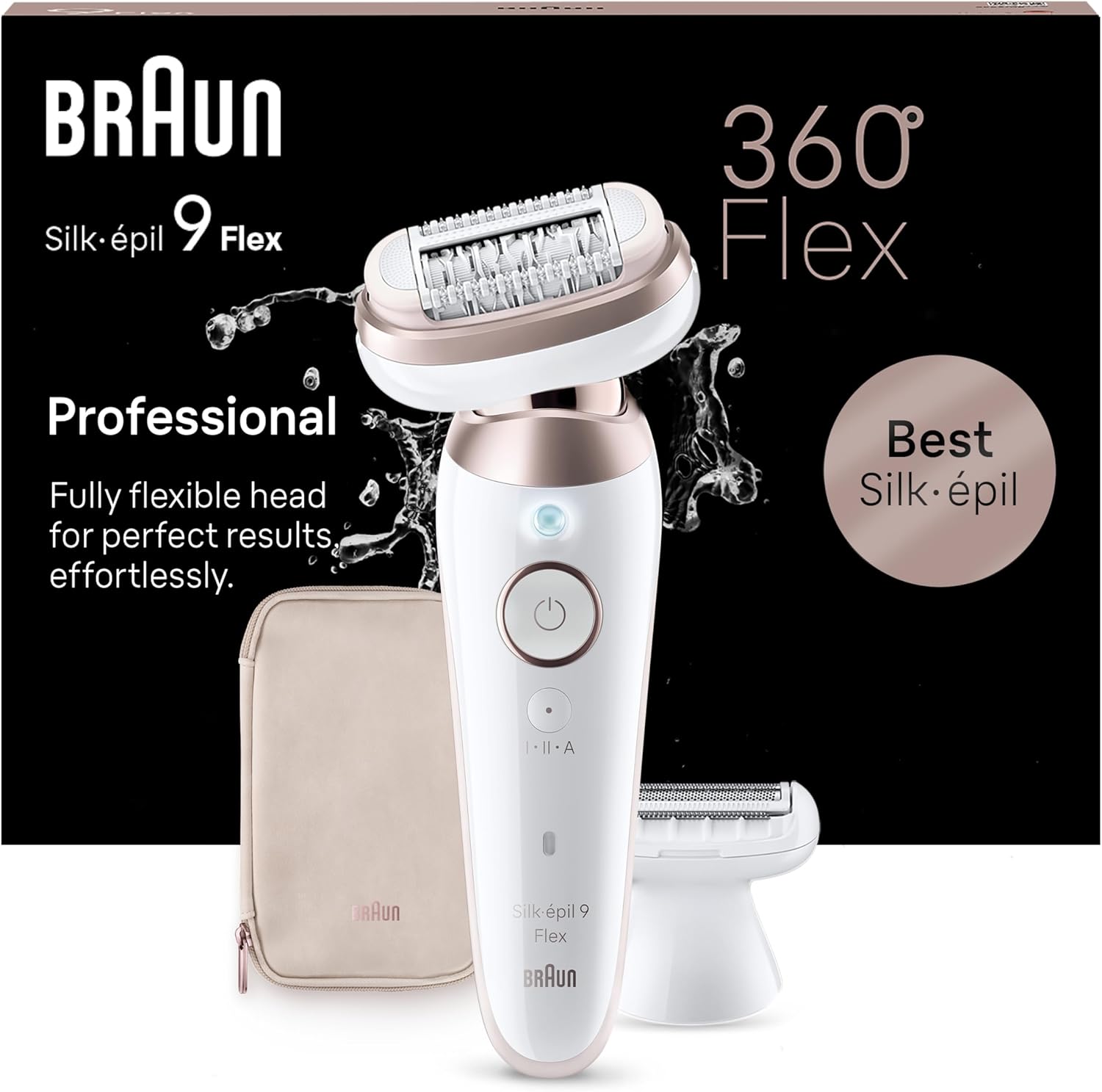 اپیلاتور براون سیلک-اپیل 9 فلکس Braun Silk-épil 9 Flex 9-030 3D اپیلاتور زنانه / موبر برای رفع موهای زائد با ماندگاری طولانی، سری اصلاح، 9-030 سه‌بعدی، تیتانیوم 3 ویژگی اضافی