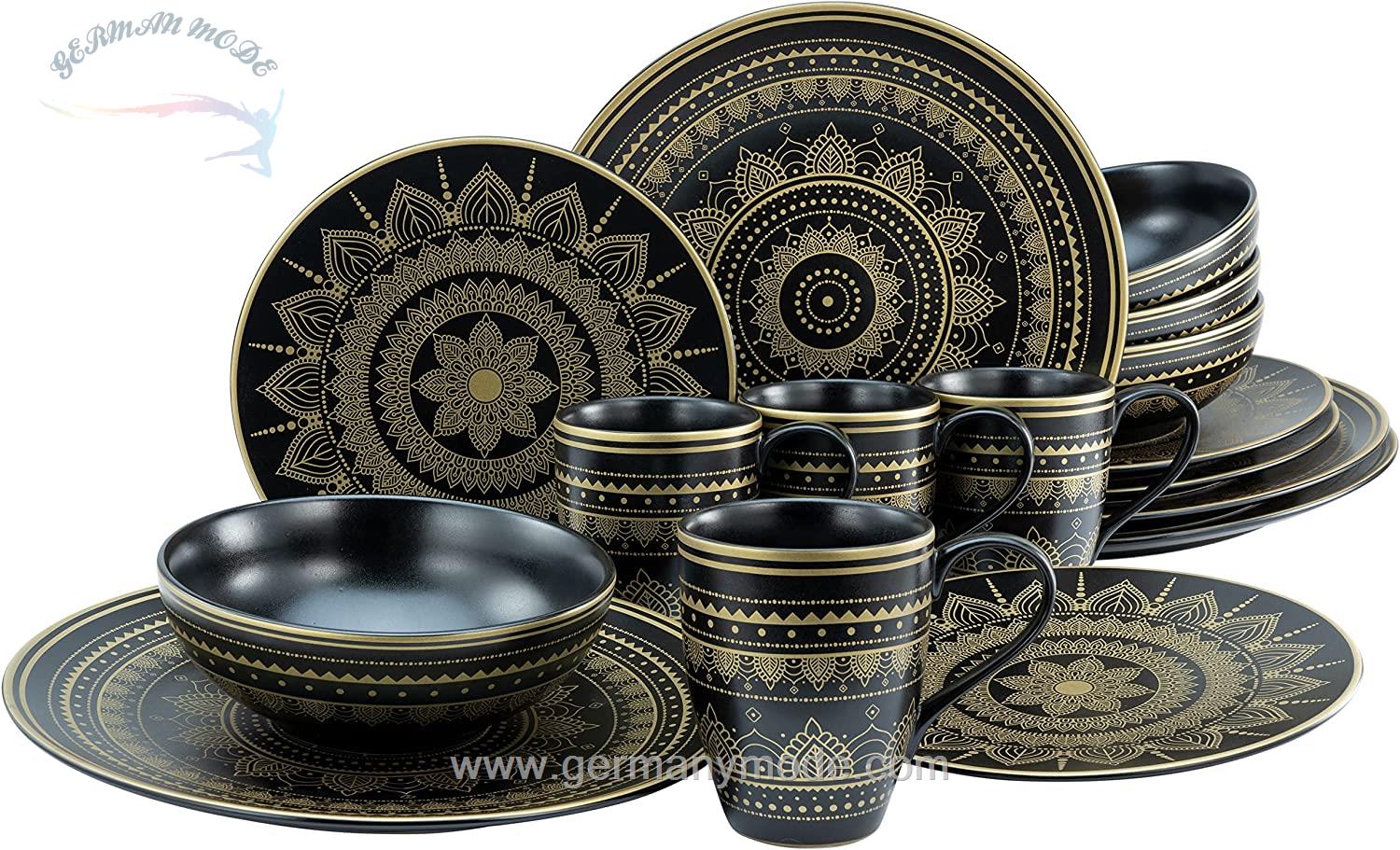 سرویس غذاخوری سرامیک 16 پارچه 6 نفره کراتیبل CreaTable Kombiservice Mandala Gold (16-tlg.)