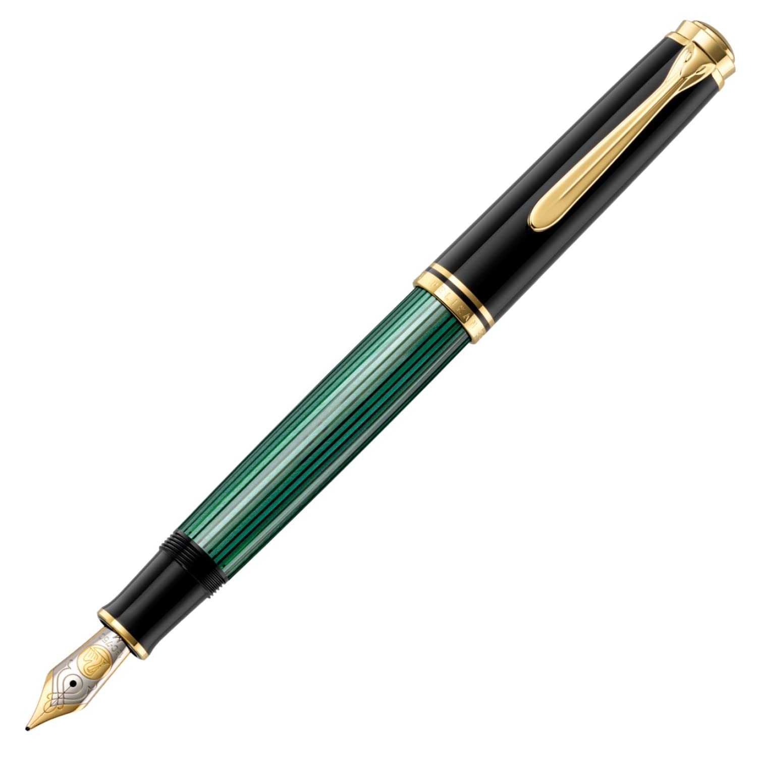 خرید از آمازون - Pelikan Premium M800 Füllfederhalter, Feder F Plume schwarz/grün