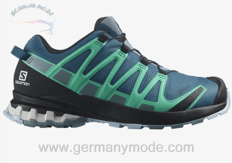 کتانی تریل رانینگ دو کوهستان ضد آب زنانه سالامون فرانسه SALOMON XA PRO 3D V8 GORE TEX Trailrunning Schuhe Damen Legion Blue Trooper Mint Leaf