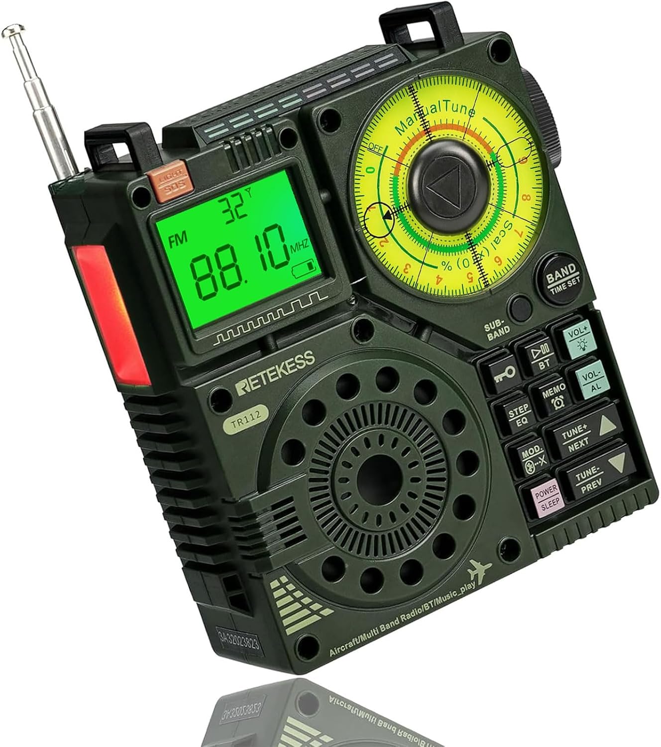 رادیو موج کوتاه قابل حمل Retekess TR112، رادیو باند هوای FM VHF MW SW WB، کنترل از راه دور هوشمند برنامه پشتیبانی، MP3/TF، زنگ SOS استریو باس، قابل استفاده برای علاقه مندان به رادیو بدون SSB
