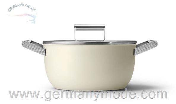 قابلمه اسمگ ایتالیا Smeg CKFC2411 Schmortopf 24 cm inkl. Glasdeckel im 50er Jahre Design