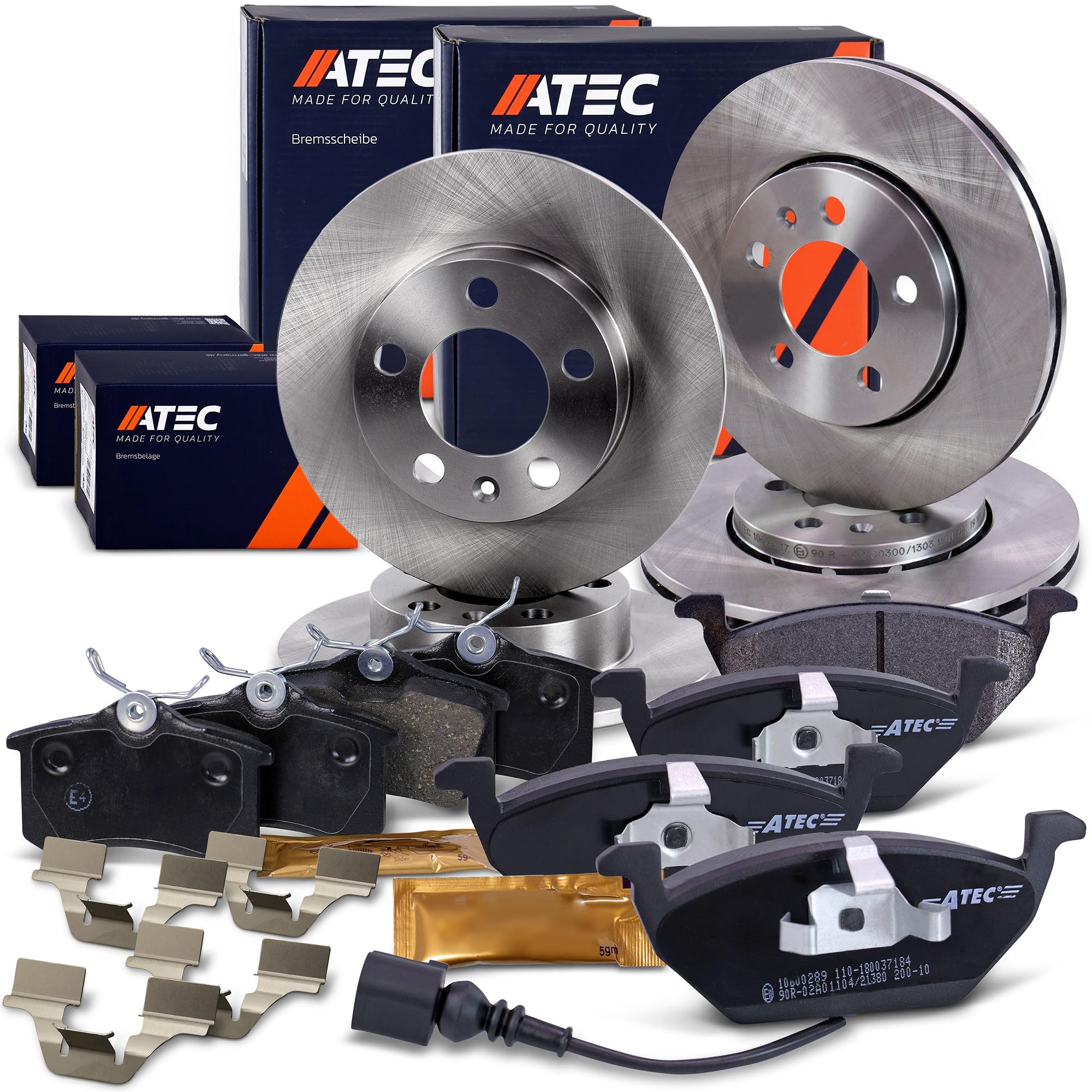 دیسک ترمز و لنت چرخ جلو ATEC آلمان شامل دیسک های ترمز جلو Ø 256 میلی متر تهویه + عقب Ø 230 میلی متر کامل + لنت ترمز جلو و عقب