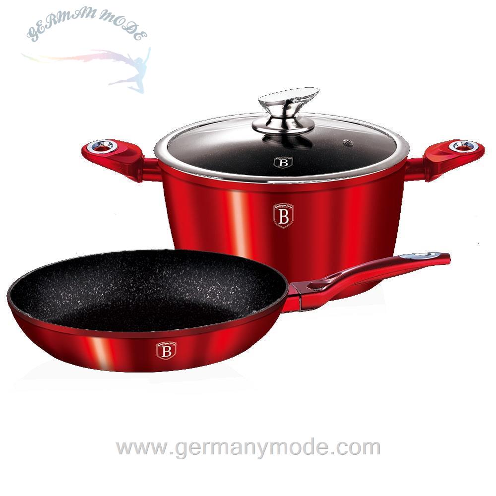 سرویس قابلمه ماهیتابه 3 پارچه برلینگر هاوس مجارستان BerlingerHaus COOKWARE SET BERLINGER HAUS BH/1291N METALLIC BURGUNDY LINE