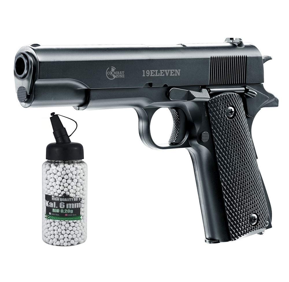 خرید از آمازون - مجموعه: Combat Zone 19Eleven تمام فلز 2.5999 0.5 جول 6 میلی متر BB فشار فنر ایر سافت + مهمات ایر سافت G8DS® Bio BBS Premium selection 2000 قطعه 0.20 گرم 6 میلی متر 3 1