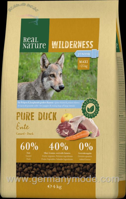 غذا خشک توله سگ و سگ های جوان رئال نیچا آلمان REAL NATURE WILDERNESS Maxi Junior Pure Duck 4kg