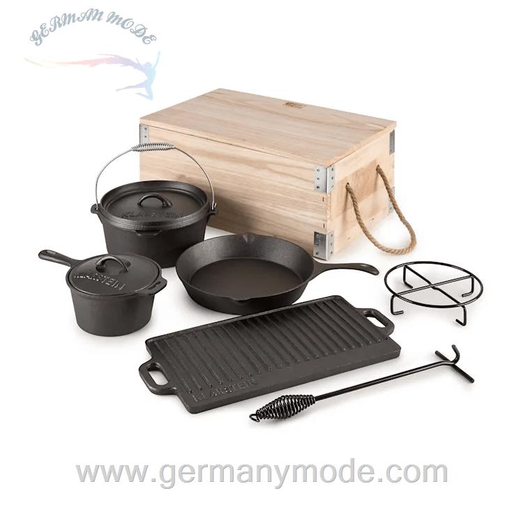 قابلمه باربیکیو اجاق هلندی 7 تکه کلارشتاین آلمان Klarstein Hotrod Masterplan Dutch Oven Schwarz Dutch Oven