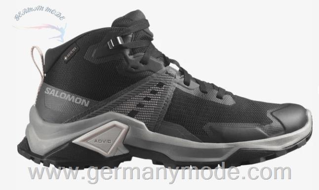کتانی هایکینگ کوهنوردی ضد آب زنانه سالامون فرانسه SALOMON X RAISE 2 MID GORE TEX Hiking Halbschuhe Damen Black Magnet Morganite