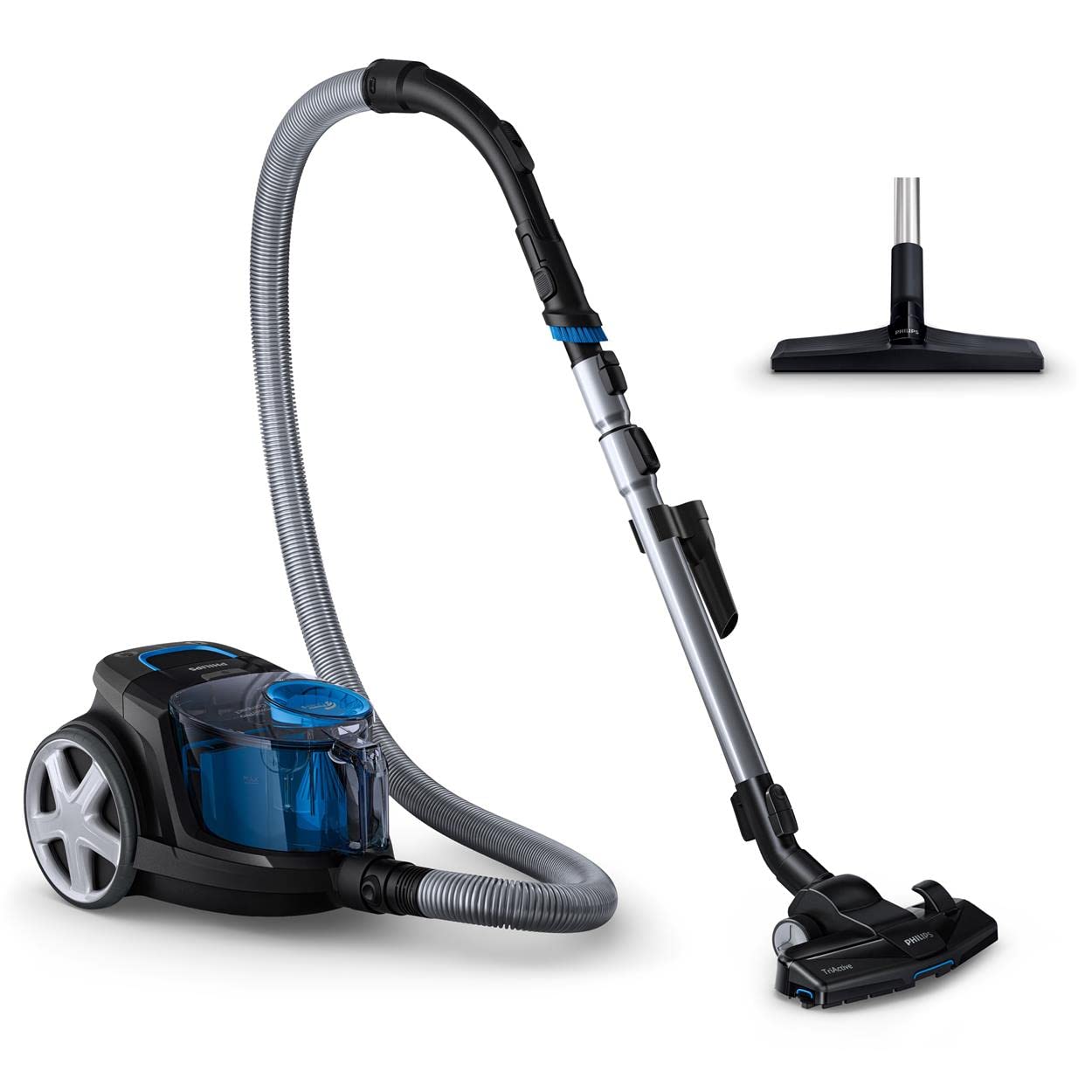 جارو برقی بدون کیسه Philips PowerPro Compact، سری 3000، جذب 99.9 درصد گرد و غبار*، 900 وات، PowerCyclone 5، فیلتر آلرژی H13، FC9331/09 نقره 1.5 لیتری