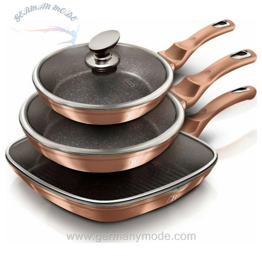 سرویس ماهیتابه 6 پارچه برلینگر هاوس مجارستان BerlingerHaus 6-PIECE FRYING PAN SET BERLINGER HAUS BH/6195 ROSE GOLD COLLECTION