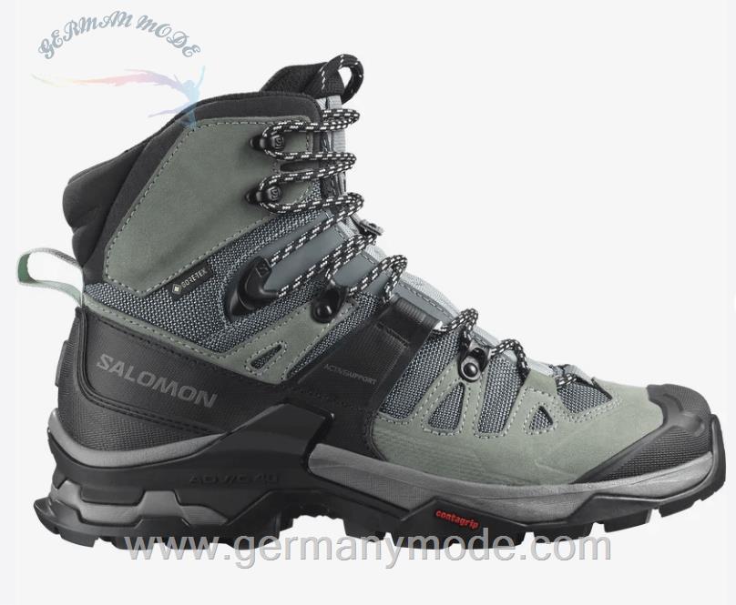 کتانی هایکینگ کوهنوردی ضد آب زنانه سالامون فرانسه SALOMON QUEST 4 GORE TEX Leder Hikingschuhe Damen Slate Trooper Opal Blue