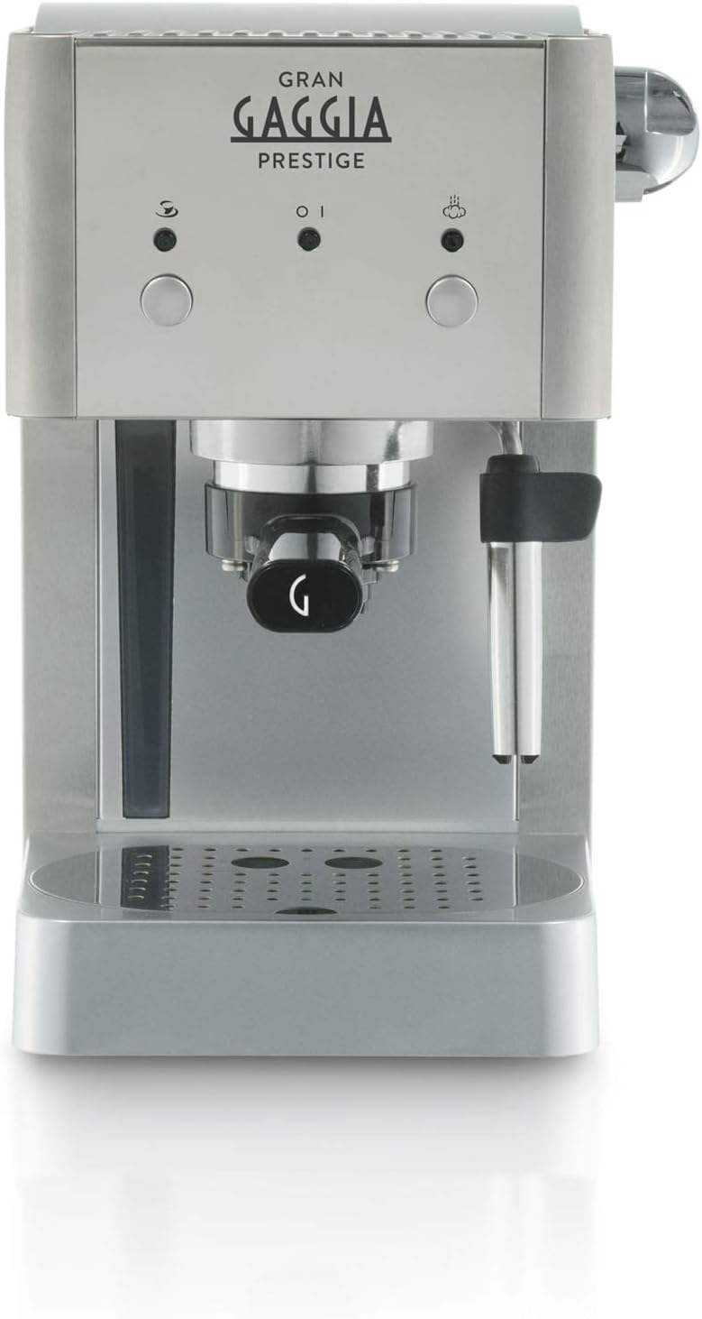اسپرسو ساز گاگیا ایتالیا Gaggia RI8427/11 GranGaggia Prestige – دستگاه قهوه اسپرسو دستی، برای قهوه آسیاب شده و پد، نقره ای، تکی 950 وات