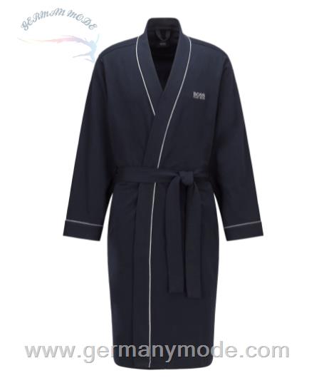 روبدوشامبر مردانه هوگو باس آلمان BOSS MORGENMANTEL AUS GEBÜRSTETER BAUMWOLLE IM KIMONO-STIL MIT LOGO Dunkelblau