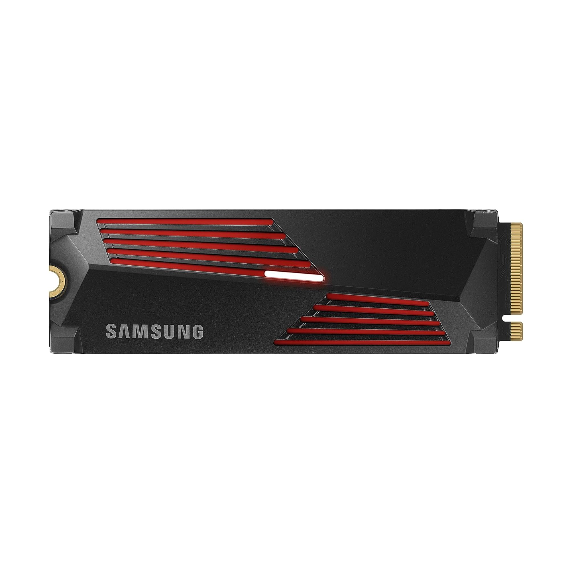 خرید از آمازون - Samsung 990 PRO Heatsink NVMe M.2 SSD with Heatsink, 4TB, PCIe 4.0, 7,450MB/s Read, 6,900MB/s Write, SSD داخلی با RGB برای بازی کامپیوتر/کنسول و ویرایش ویدئو, MZ-V9P4T0CW 900Mb/s حرارت 4TB