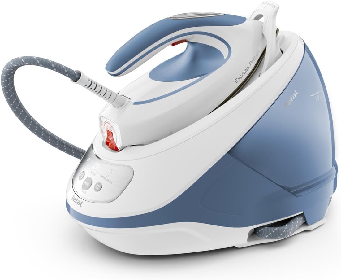 اتو بخار مخزن دار تفال فرانسه Tefal Express Protect SV9202، فشار قدرتمند 7.5 بار، تقویت بخار: 520 گرم در دقیقه، مخزن آب 1.8 لیتری، فناوری Smart Temp، کلکتور رسوب آهک، اتو ایستگاه بخار