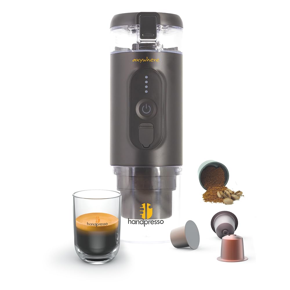 خرید از آمازون - HANDPRESSO - قهوه ساز باتری قابل حمل E-Presso 21700 | ماشین قهوه ساز کمپینگ کپسول نسپرسو | قهوه ساز قابل حمل قهوه آسیاب شده با باتری USB | قهوه ساز مسافرتی نسپرسو کوچک