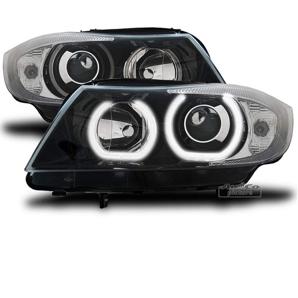 چراغ جلو خودرو Led Scheinwerfer Set M4 Xenon Look Highpower Angel Eyes Schwarz 3er E90 E91 04-08
