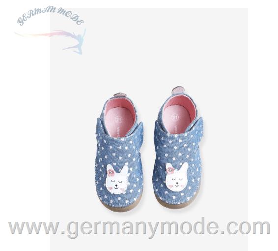 کفش کودک نو پا ورت فرانسه Vertbaudet Mädchen Baby Hausschuhe mit Klett, Chambray - blau