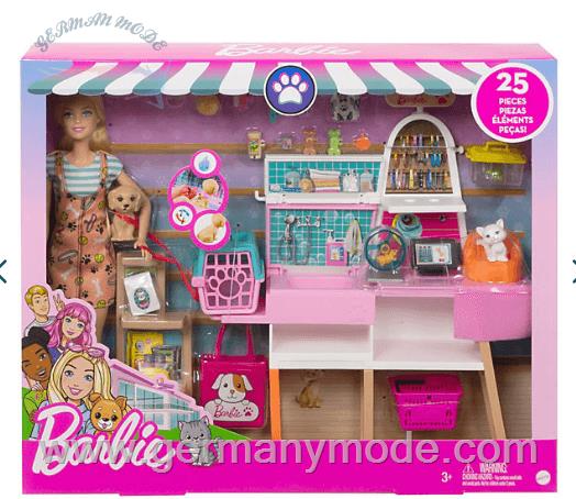 پارک حیوان خانگی باربی Mattel Barbie Haustier-Salon Spielset mit Puppe, Anziehpuppe mit Zubehör