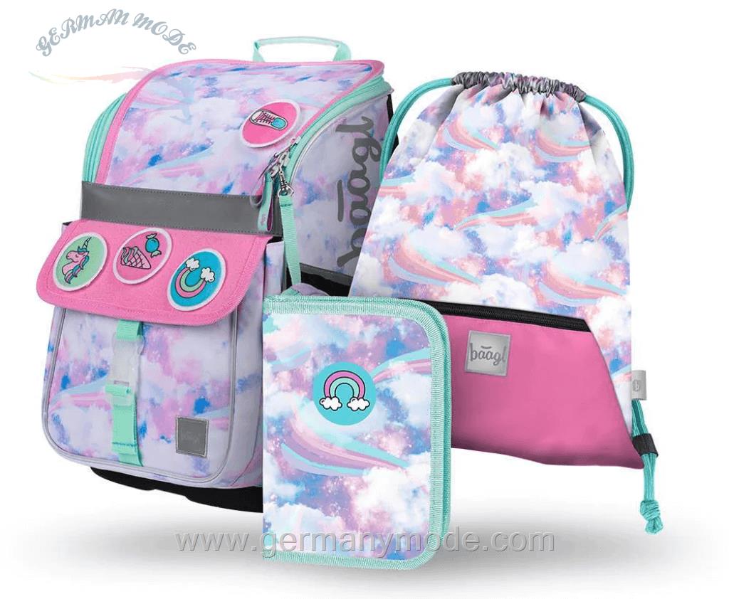 ست 3 تایی کوله پشتی مدرسه کوله ورزشی جامدادی دخترانه بگل Baagl Zippy Himmel Kreativ Schulranzen Set 3tlg Schulranzen Federmäppchen Turnbeutel