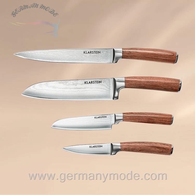 ست چاقو آشپزخانه 4 پارچه کلارشتاین آلمان Klarstein Kaito Damaszener Messerset Silber