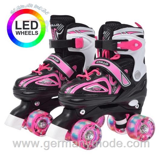 اسکیت کفشی چهارچرخ کودکانه Apollo Rollschuhe Super Quads X-Pro größenverstellbare Rollschuh e mit LED Wheels